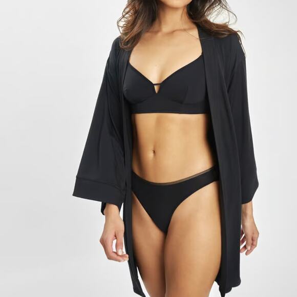 Lively NWT The All‎ Day Robe Jet Black Women's XS-S Missing Belt - Picture 1 of 12